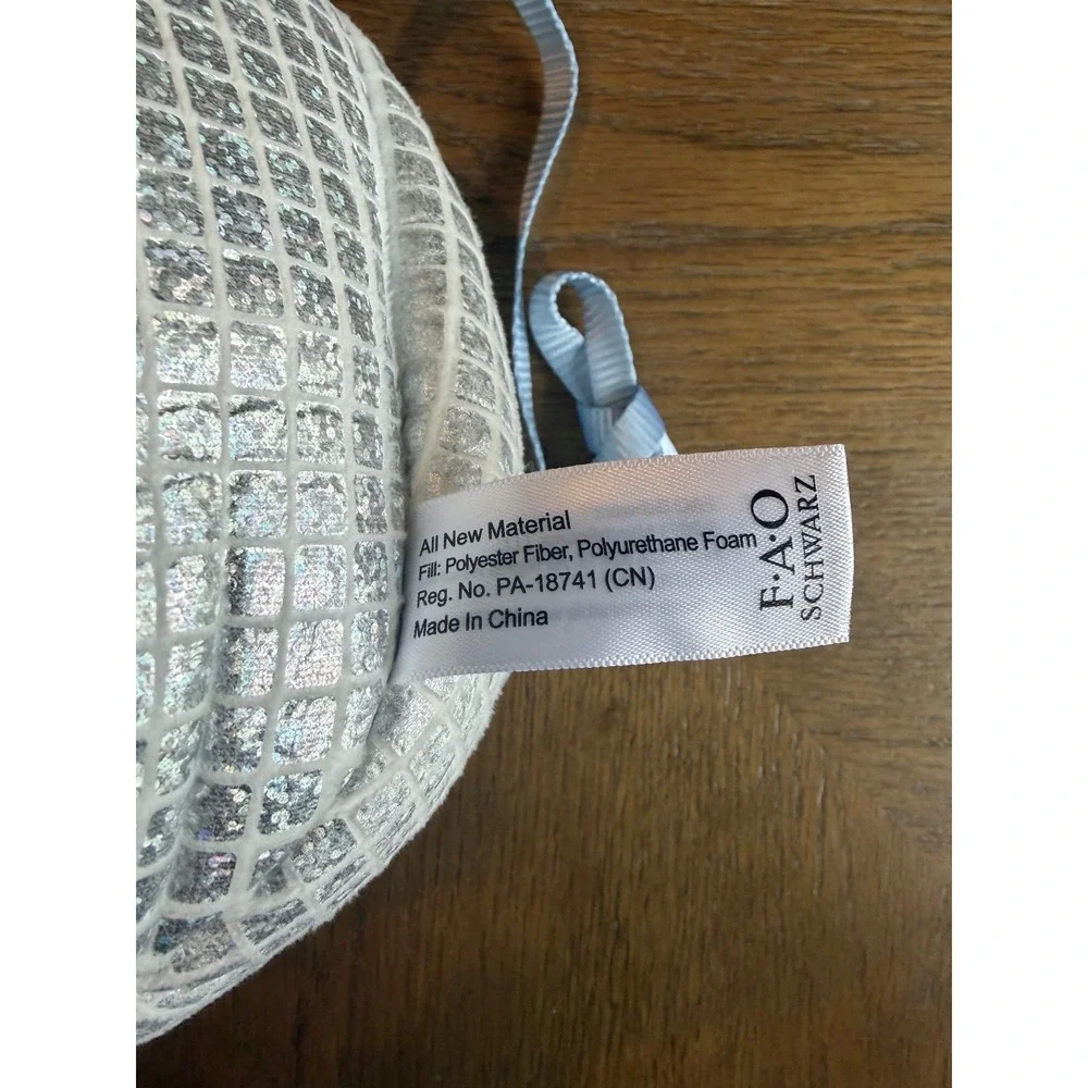 FAO Schwarz Disco Ball Plush Crossbody Bag Silver Shimmer Metallic Kids Purse